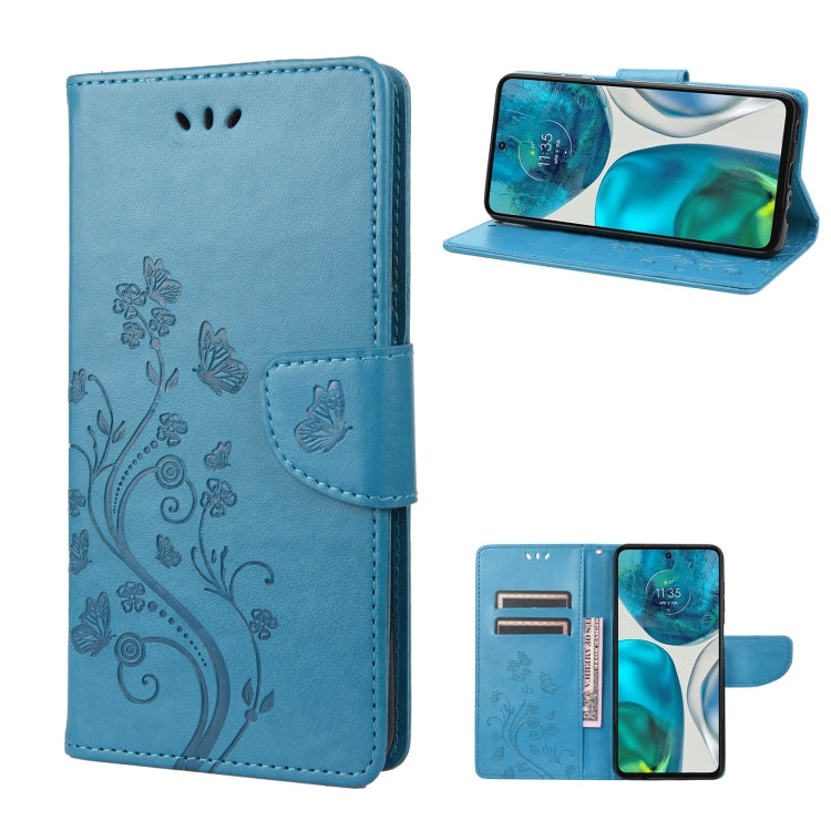 Blue embossed butterfly flip leather phone case with folio cover and card slot