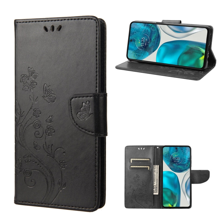 Black embossed butterfly flip leather phone case with folio cover and card holder