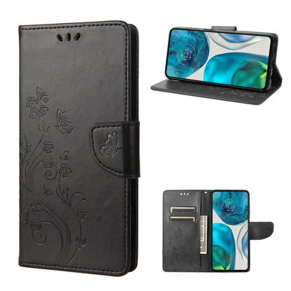 Black embossed butterfly flip leather phone case with folio cover and card holder