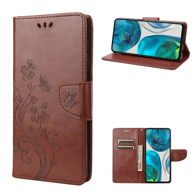 Brown embossed butterfly flip leather phone case with card holder and stand