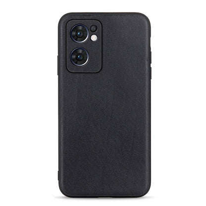 Black lambskin leather phone case with textured finish and camera cutout