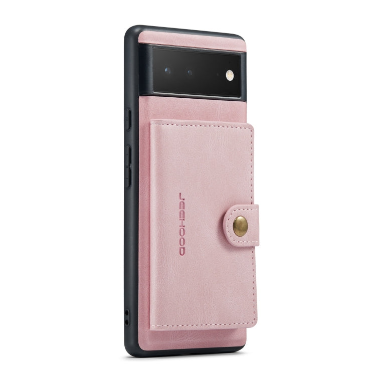 Magnetic detachable phone case, pink leather-style wallet with snap button strap