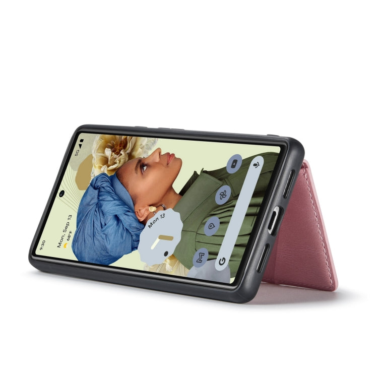 Magnetic detachable phone case, pink leather-style folding stand with viewing support