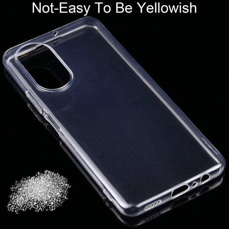 Clear TPU phone case corner view with port openings and button cutouts
