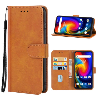 Brown leather wallet phone case with magnetic flap, card holder, and kickstand support