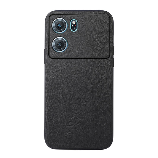 Wood texture PU phone case, dark black, for phone with triple camera cutouts