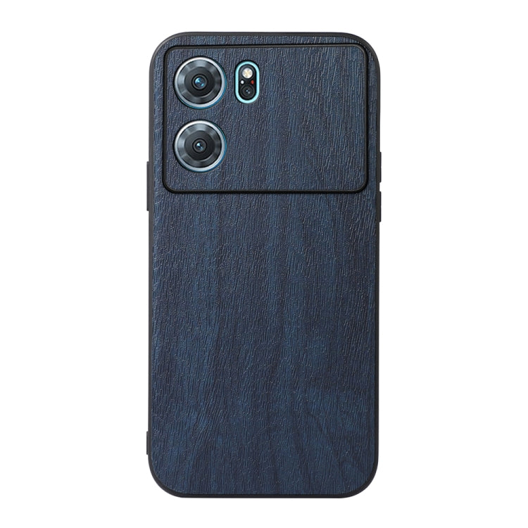 Wood texture PU phone case, navy blue, full back cover with camera cutouts