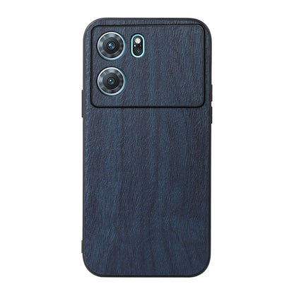 Wood texture PU phone case, navy blue, full back cover with camera cutouts