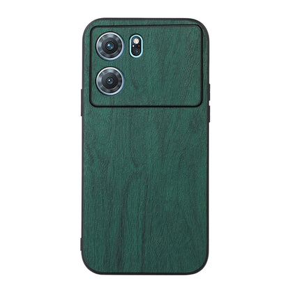 Wood texture PU phone case, green, full back cover with camera cutouts