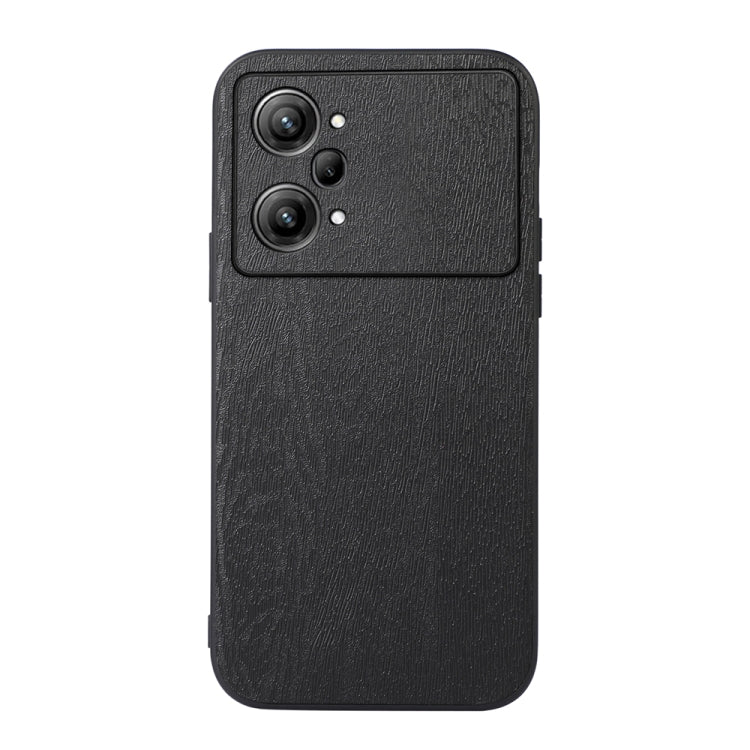 Wood texture PU phone case, dark black, full back cover with camera holes