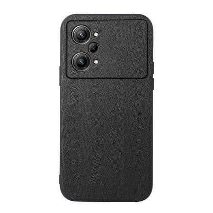 Wood texture PU phone case, dark black, full back cover with camera holes