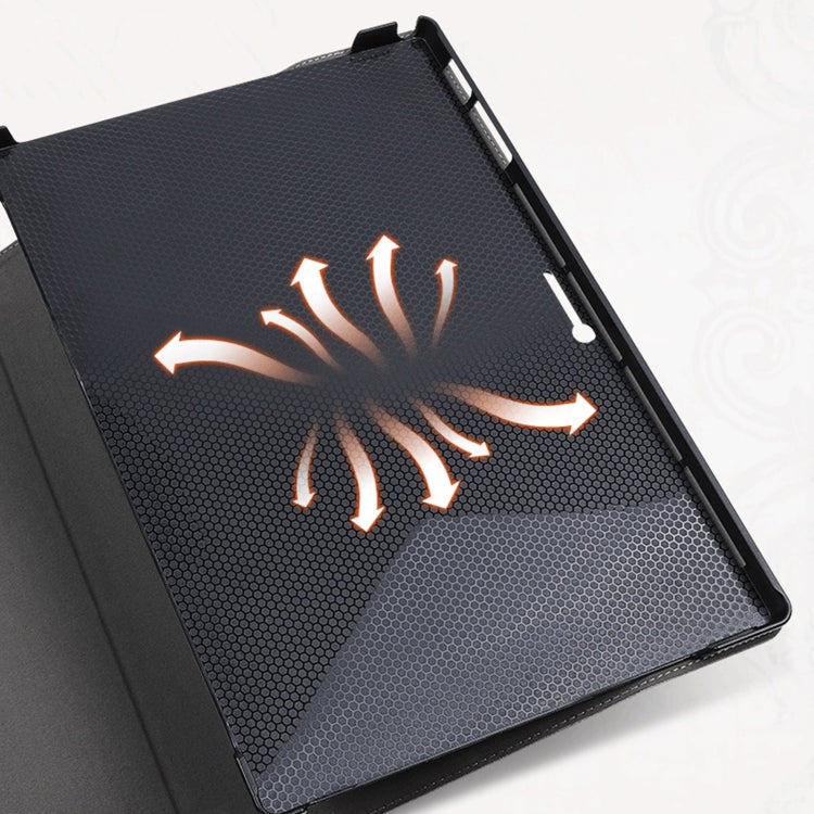 Black textured tablet leather case with deer head graphic and protective edge