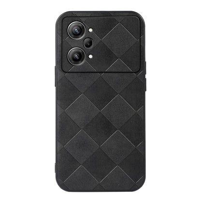 Black PU phone case with diamond plaid pattern and secure side grip