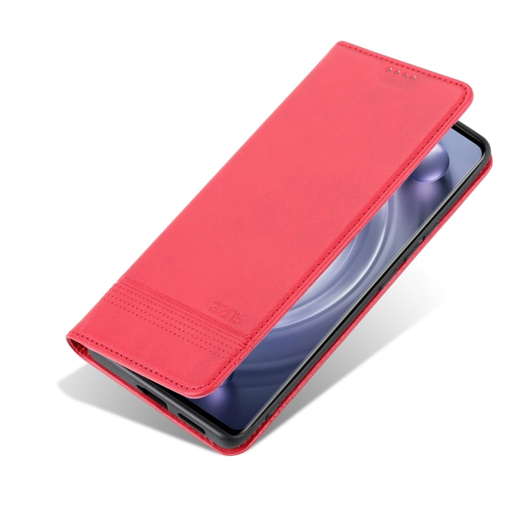 Red folio phone case for vivo X80 Pro with kickstand flip cover open to prop phone.