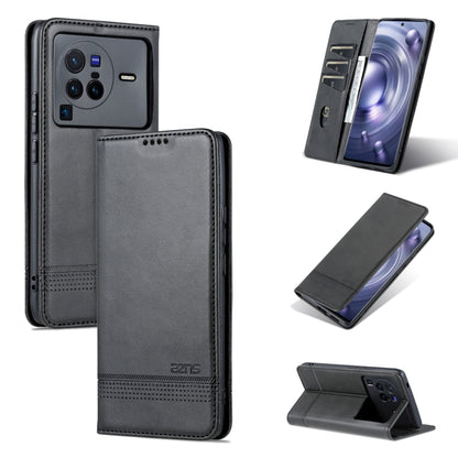 Black folio phone case for vivo X80 Pro with magnetic flip cover and card slots.