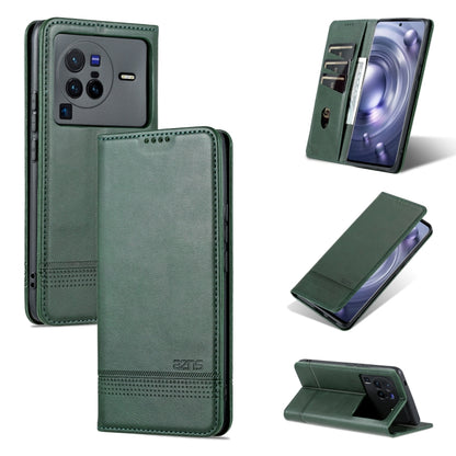 Dark green folio phone case for vivo X80 Pro with magnetic flip cover and card slots.