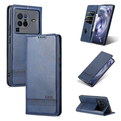 Dark blue folio phone case for vivo X80 Pro with magnetic flip cover and card slots.