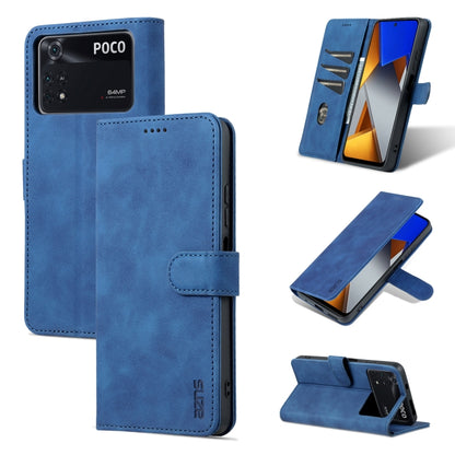 Blue calf-texture flip leather phone case with wallet flap and card slots