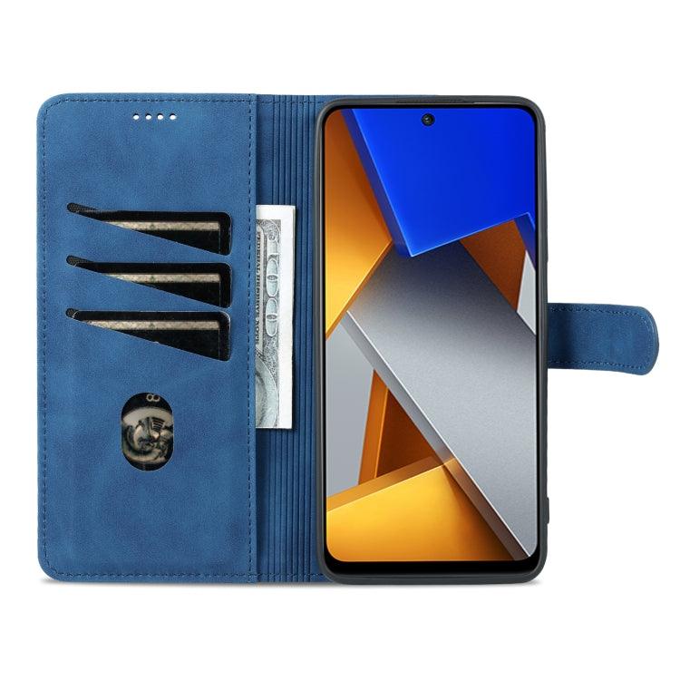 Blue calf-texture flip leather phone case interior with card slots and cash pocket