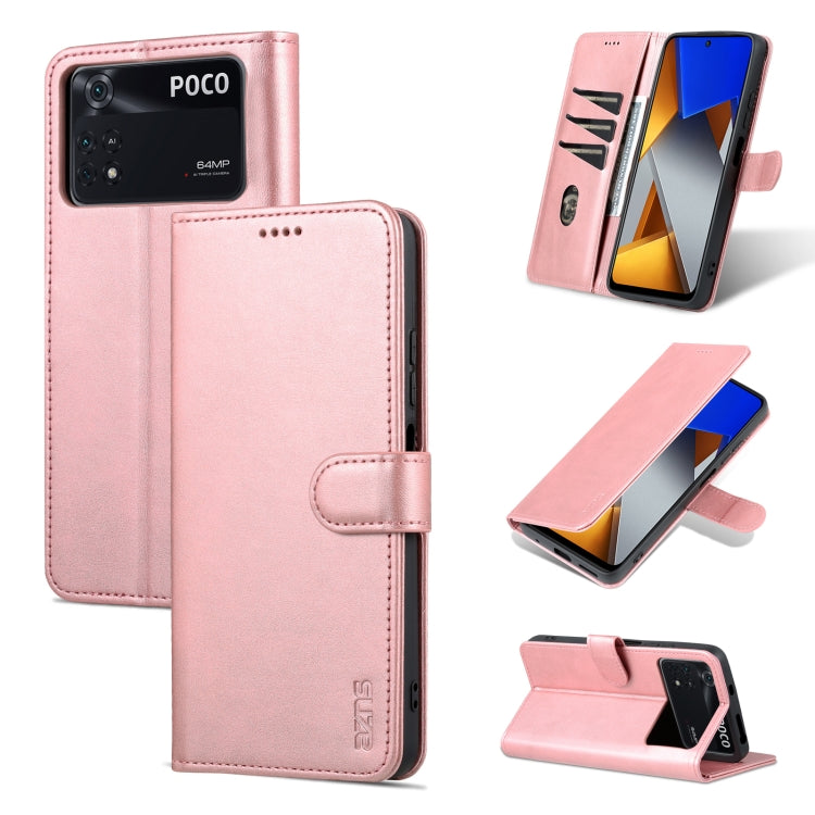 Rose gold calf-texture flip leather phone case with wallet flap and card slots