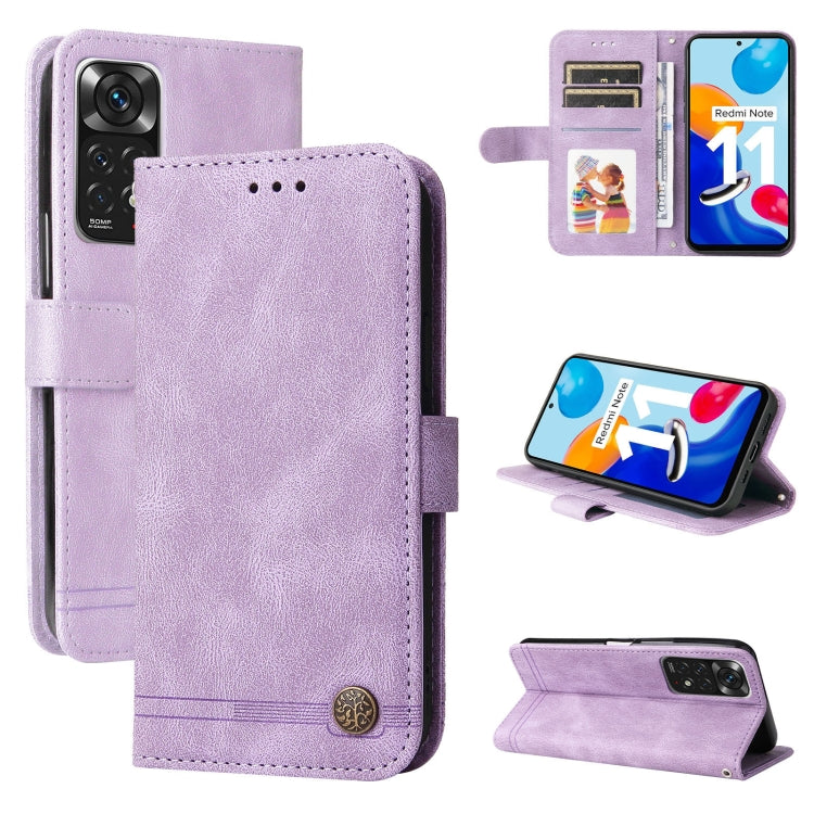 Lavender leather folio phone case with card slots, magnetic button, and stand