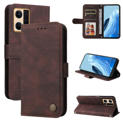 Brown leather folio phone case with card slots and metal button, front and kickstand