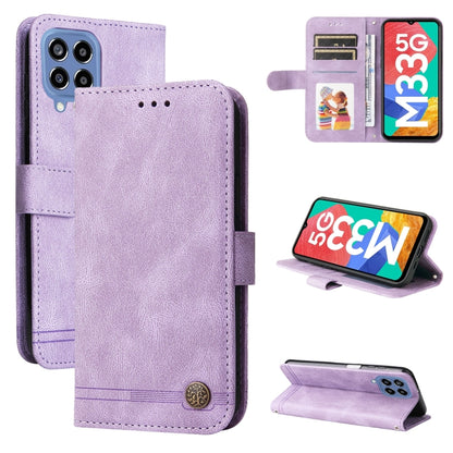 Lavender leather folio phone case with card slots, magnetic button, and stand