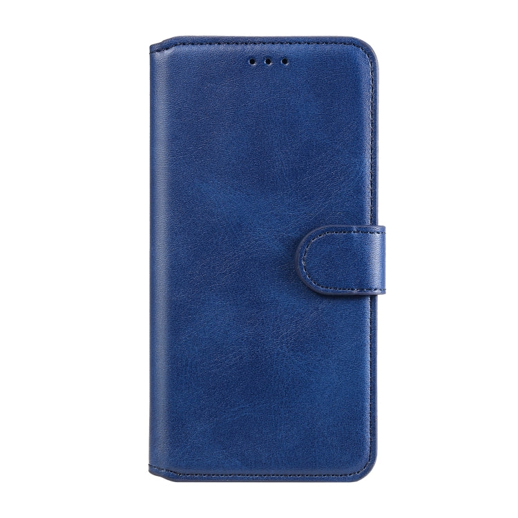 Blue textured calf flip leather phone case with front clasp and full cover