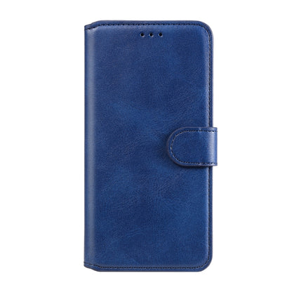 Blue textured calf flip leather phone case with front clasp and full cover