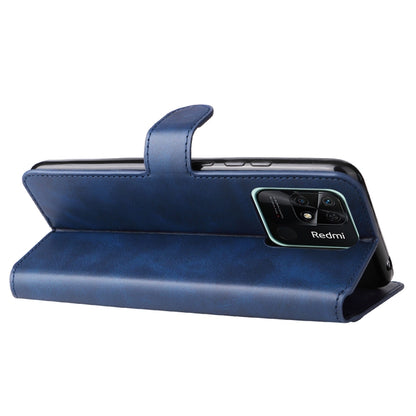 Blue flip leather phone case with stand fold and back camera cutout