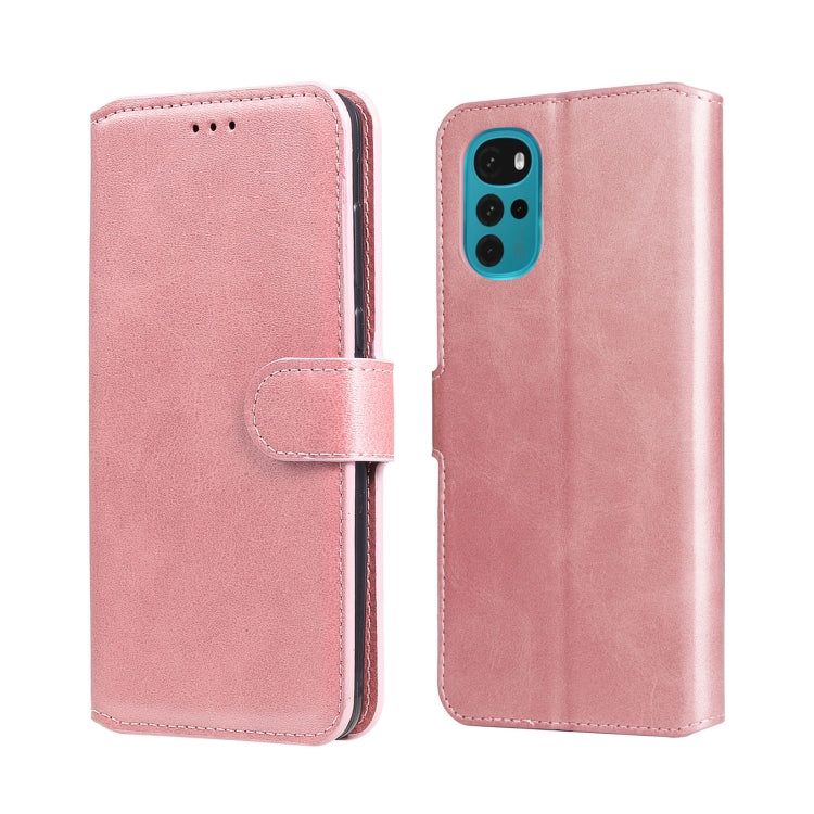 Rose pink leather flip phone case with textured finish and rear single camera cutout