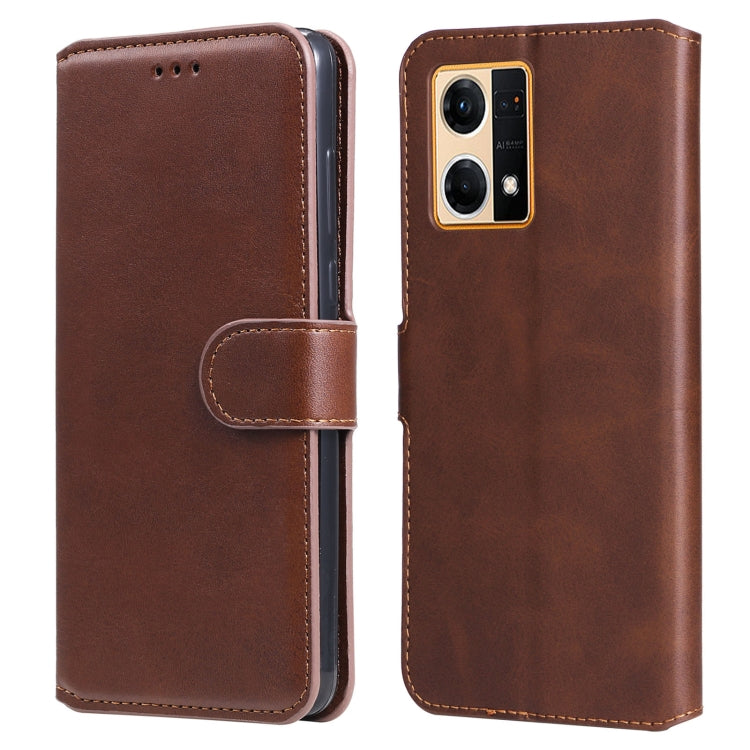 Brown leather flip phone case with side strap and precise camera opening.