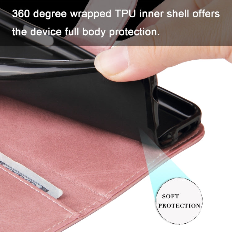Rose gold leather phone case with protective inner shell and flexible fit