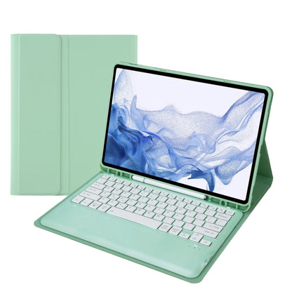 Mint green leather-style tablet case with detachable Bluetooth keyboard on stand