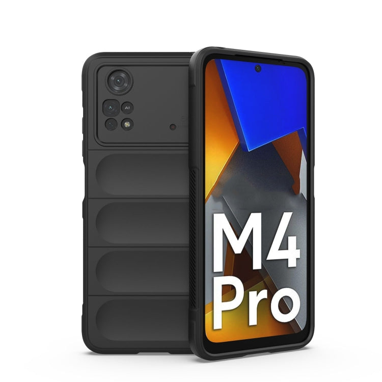 Black TPU phone case with flannel lining, for Xiaomi Poco M4 Pro 4G