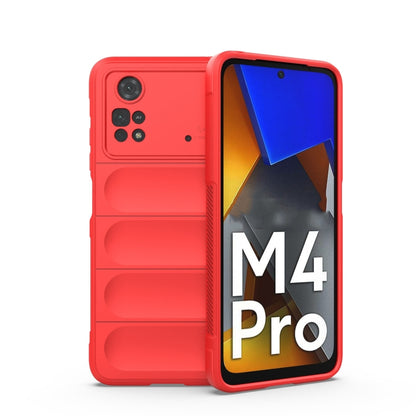Red TPU phone case with flannel lining, for Xiaomi Poco M4 Pro 4G