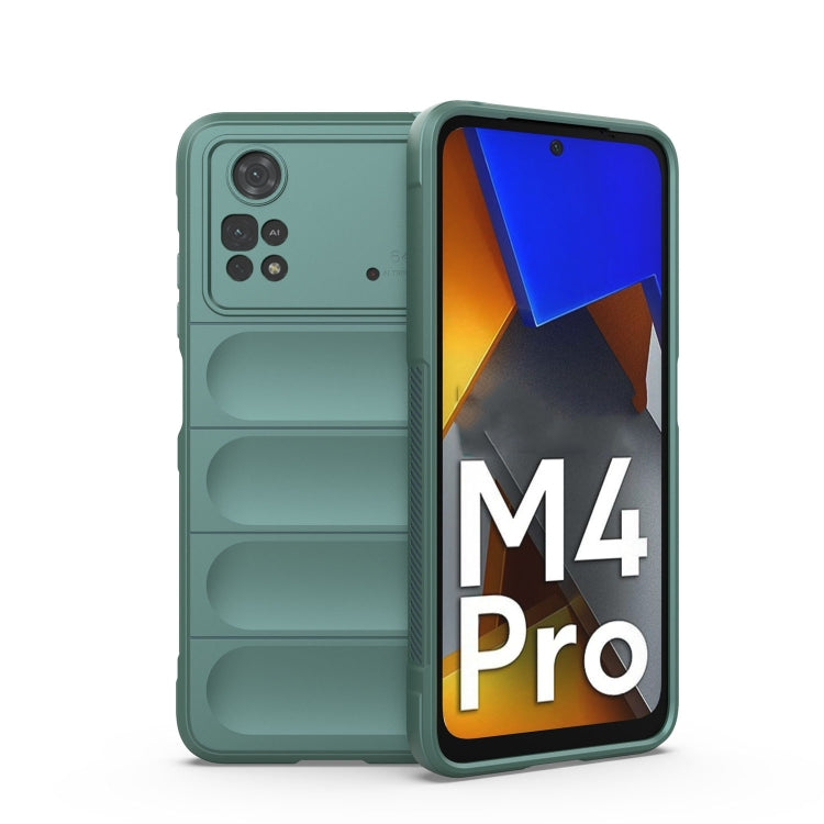 Dark green TPU phone case with flannel lining, for Xiaomi Poco M4 Pro 4G