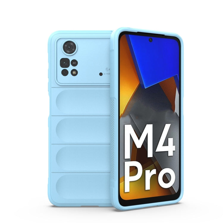 Light blue TPU phone case with flannel lining, for Xiaomi Poco M4 Pro 4G