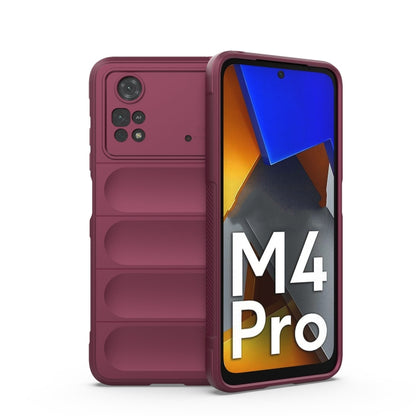 Wine red TPU phone case with flannel lining, for Xiaomi Poco M4 Pro 4G
