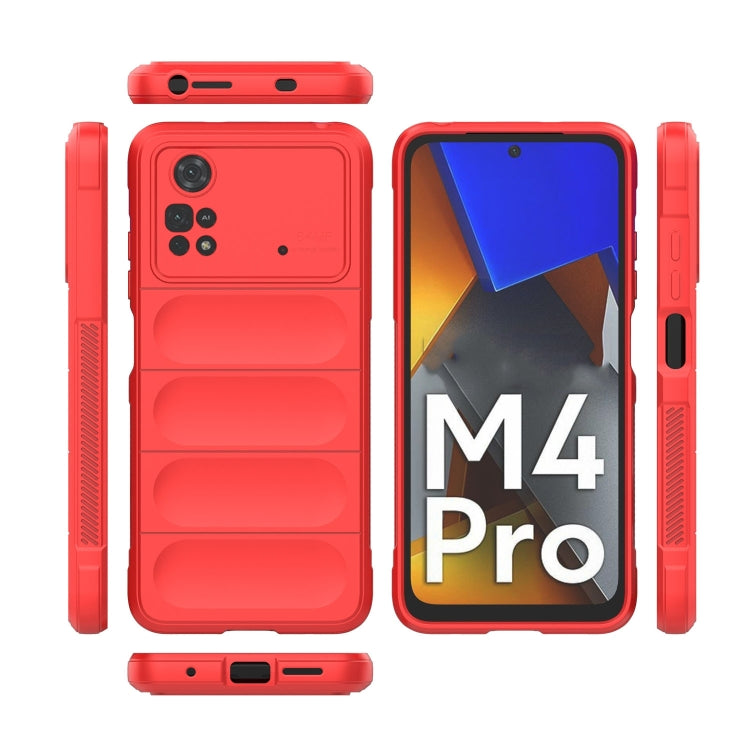 Red rugged phone case with screen cover, stand, and port cutouts