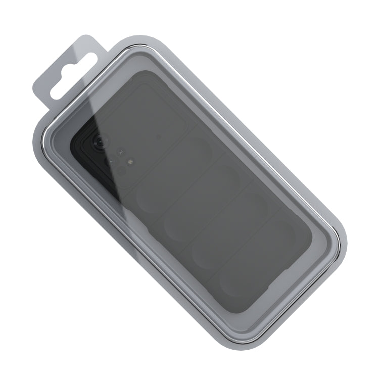 Gray phone case with transparent front window and side bumper protection