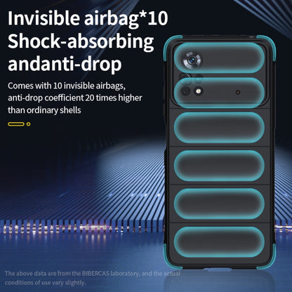 Shock-absorbing TPU phone case with teal bumper bars and camera cutouts