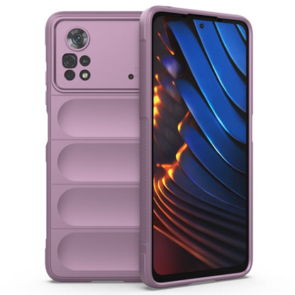 Purple TPU flannel phone case with textured side grip and camera lens openings
