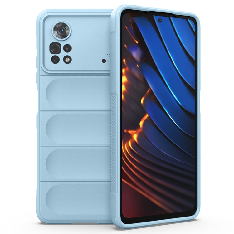Light blue TPU phone case with raised camera cutout and rugged side grip