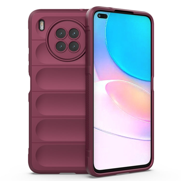 Wine red TPU phone case with raised camera cutout and rugged side grip