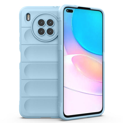 Light blue TPU phone case with flannel-like ridges and camera cutouts