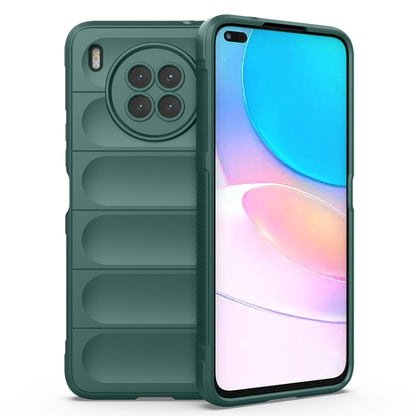 Dark green TPU phone case with flannel-like ridges and camera cutouts