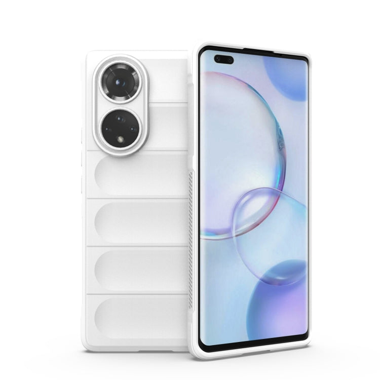 White TPU phone case with flannel-like ridges and dual camera cutouts