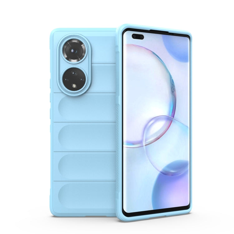 Light blue TPU phone case with flannel lining, dual camera cutouts, raised edges