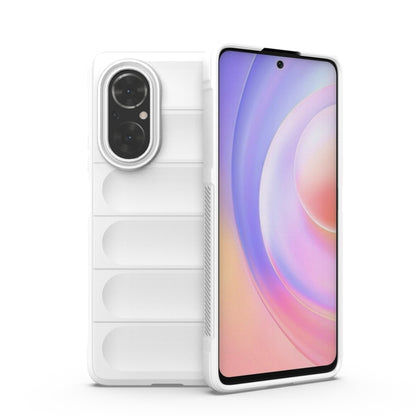 White TPU phone case with flannel lining, dual camera cutouts, raised edges